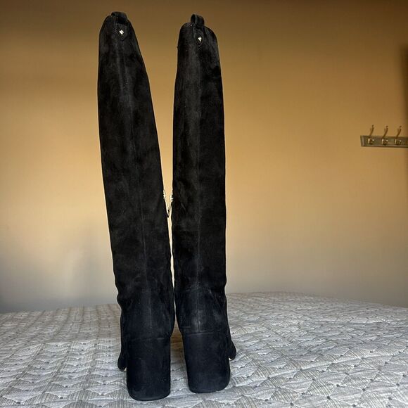 Sam Edelman Thora Black Suede Knee High Boot Block Heel Side Zip Women 5.5 - Picture 9 of 16